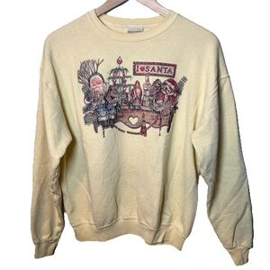 Vintage Lee Cotton Blend Christmas Sweatshirt size M Old Time Santa Crewneck